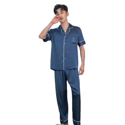 China Breathable Competitive Price Satin Ice Silk Knitting Pajamas Tracksuit Sets For Men for sale