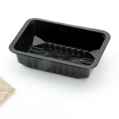 China Eco-friendly Hot Selling Clear Vegetable Fruit Rectangular Disposable Plastic Tray Or Black Meat Packaging In Supermarket for sale