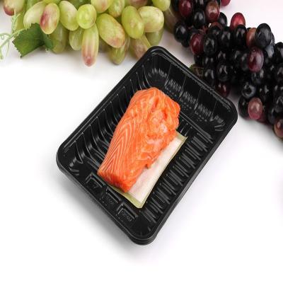 China Eco-friendly Hot Selling Clear Vegetable Fruit Rectangular Disposable Plastic Tray Or Black Meat Packaging In Supermarket for sale