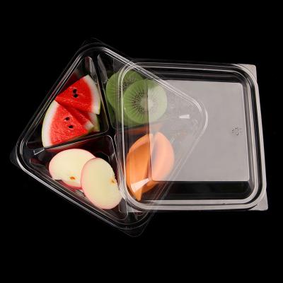 China Disposable Recyclable Multi Compartment Take Away Plastic Food Box For Sushi Fruit Fast Food for sale