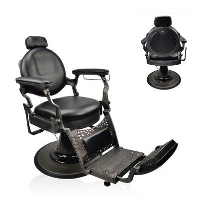 China Salon Equipment Barber Chair Furniture Vintage Black Traditional Antique Barber Chair For Barber Shop for sale