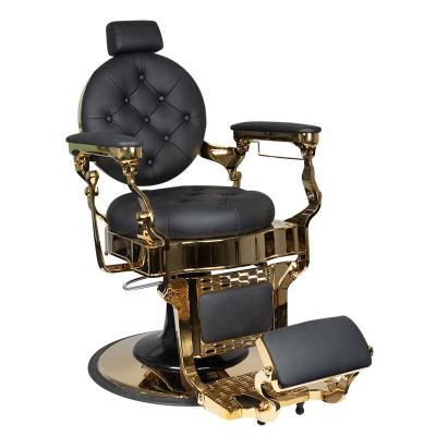 China Traditional Antique Salon Equipment Hair Furniture Black Barber Chair Vintage For Men For Sale for sale