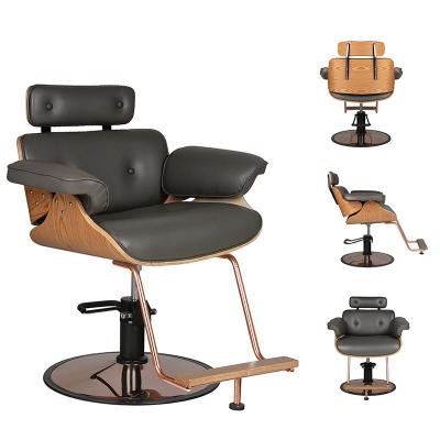 China Modern American Traditional Wooden Leather Living Room Salon Chair Barber Hair Styling Equipment Furniture Set For Sale for sale