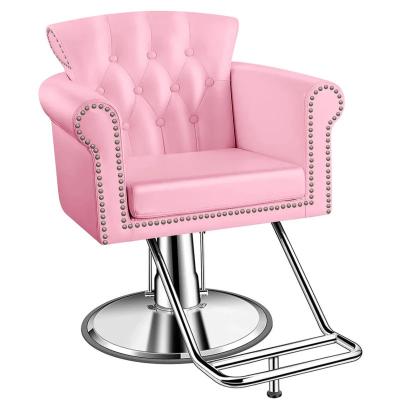 China Traditional beauty pink and gold salon chair equipment furniture styling pink salon chair set equipment for sale