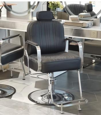 China Wholesale Classic Traditional Chrome Barber Chair Reclining Hair Salon Furniture Styling Line Ergonomic ChairBreathable Design for sale