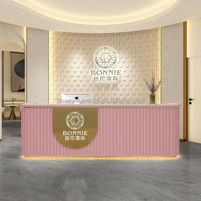 China Gold plated custom color bar beauty salon cash register metal rose reception desk modern minimalist reception desk for beauty salon for sale