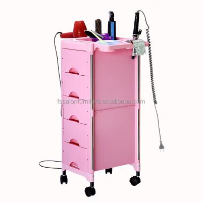 China Modern Cheap Pink Feng Sheng Hairdressing Beauty Salon Trolley Plastic Tray Trolley Travel For Beauty Salon for sale