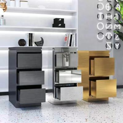 China New Modern Design Salon Furniture Barber Shop Tool Trolley Metal Hairdressing Cabinet Modern Gold With Drawer for sale