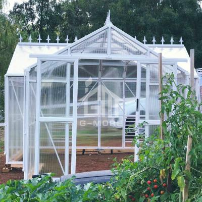 China Easily Assembled G-MORE Polycarbonate Sunrooms 12 x 12 PC Greenhouse Orangery Tall Luxury Walkway 12.5' ​​/ 8mm for sale