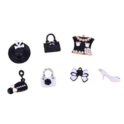 China Fashionable Jewelry Findings 50pcs Mix 13 Styles Fashion DIY Accessories Charms Bag High Heel Tiny Alloy Cute Bow Cloth Hat Comb Jewelry For Customs for sale