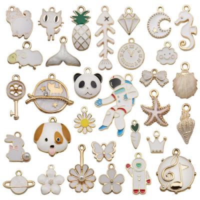 China Fashionable Jewelry Findings 31pcs/pk Fashion WHITE DIY Charm Accessories Plating Mix Drip Tiny Metal Alloy For Jewelry Charms Pendant Jewelry Accessories for sale