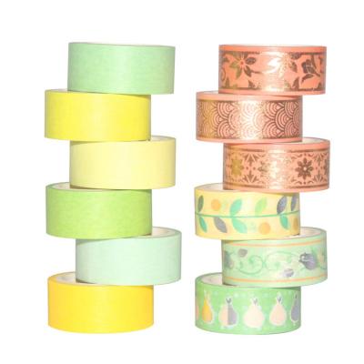 China 15mm*3Meter 12Rolls/Pack Luxury ANTISTATIC Washi Tape Customized Silver and Gold Foiled DIY Printed Japanese Tape with Washi Tape for sale