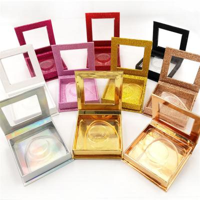 China Workable Eyelash Packaging Box With Window Clear 2020 New Product Ideas Square Eyelash Packaging Box With Clear Eyelash Mink Glitter Eye Lash Pack Window PVC Blister Insert for sale