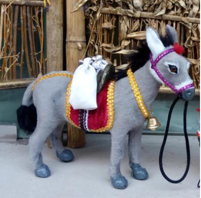 China Handwork Simulation Donkey Plush Toy Animal Doll Magic Road Ancestor Donkey Ornaments Mini Small Donkey for sale