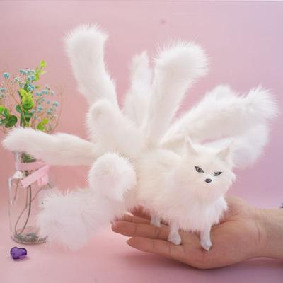 China Simulation simulation fox nine-tailed ornamental animal toy fox white fox creative gift for sale