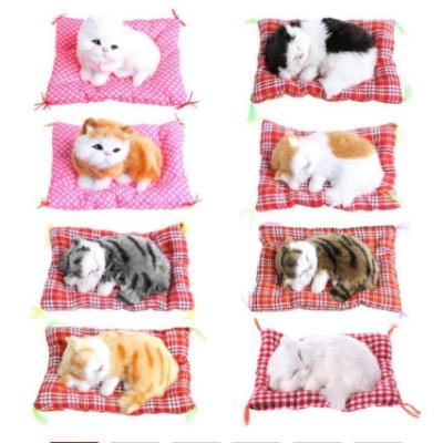 China Interior Cats Toy Automobile Decoration New 2021 Cat Animal Doll Plush Sleeping Simulation Cats Car Ornaments for sale