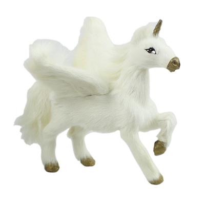 China New Design Simulation Plush Artificial Horse Toys Unicorn Pegasus Leather Hair Making White Horse Opens Decorations for sale