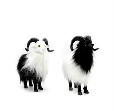 China Hot Selling Realistic Sheep Goat Fur Animal Figurine Popular Wholesale Fashion Products Mini Size For Farm Garden Decoration for sale