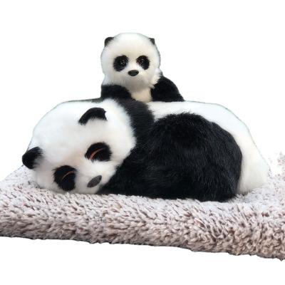 China 2021 plastic the car cute activated carbon doll simulation wholesale panda mother and child plush interior decoration opens the panda for sale