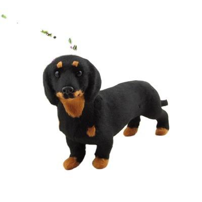 China Dachshund handmade realistic cute dog plush toy manufacturer black dog toy simulation direct sales for sale