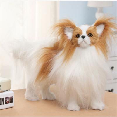 China Simulation Plush Dog Toy Plush Papillon Dog Doll Stuffed Dog For Kids Gift Home Decor for sale