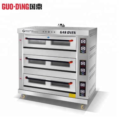 China Hotels Square Stainless Steel 3layer Gas Pizza Oven With Wheels for sale