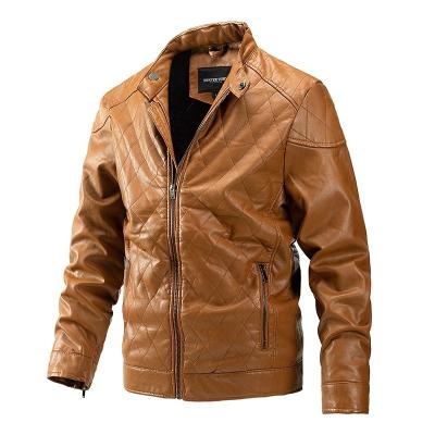 China 2023 Wholesale Anti-wrinkle Fashion Custom PU Leather Jacket Mens Thick Leather Bomber Mens Motorcycle Jacket Vintage Motorcycle Jacket for sale