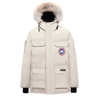 China Custom high quality canad outdoor goose down coats fur coats parka jackets breathable unisex hooded men's long winter coat for sale