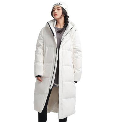 China Wholesale high quality waterproof women's white duck down jackets custom long one x unsex hooded stand collar stripper jacket for men women for sale