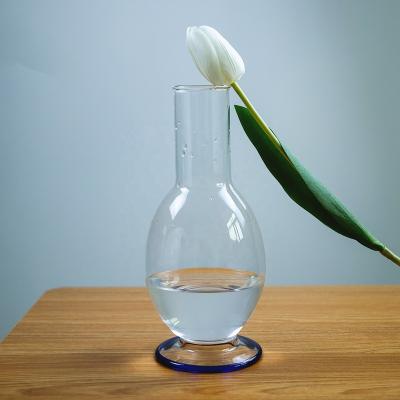 China Traditional transparent nordic table vase high quality glass vases can be made in decorateclear glass vase with colorful border for sale