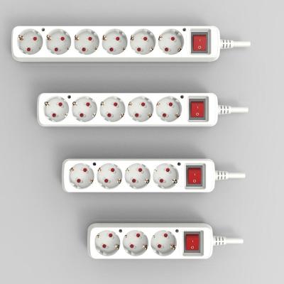 China New Design EU 16A Flame Retardant PC+ABS Outlets Detachable Power Strip With Switch for sale