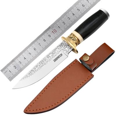 China Non-variable Special Design Bass Handguard Black Wood Handle Outdoor Knife With Etched Pattern for sale