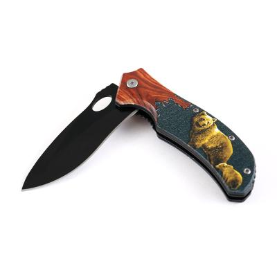 China Easy Carry Stainless Steel Folding Pocket Knife Camping Folding Knife With 3D Printing Style Handles for sale