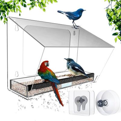 China Easy installment window bird feeders with strong suction cups, clear bird feeder window, with seed tray, large outside hang in for sale