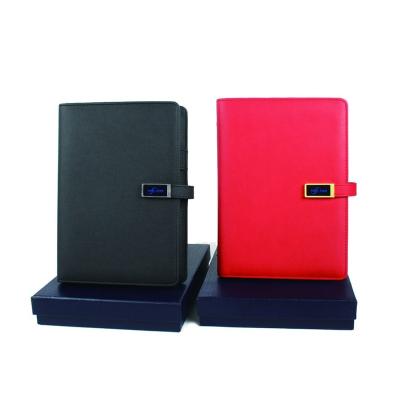 China Factory new of the hardcover book 2020 promotional power bank leather notebook directly with LED logo business gifts for sale