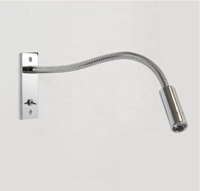 China Hotel Headboard 3Watt Chrome LED Gooseneck Reading Wall Lights with 350mm Dimension for sale