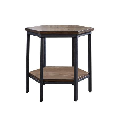 China (Height) Adjustable Hexagon End Table with Metal Base Side Table for sale