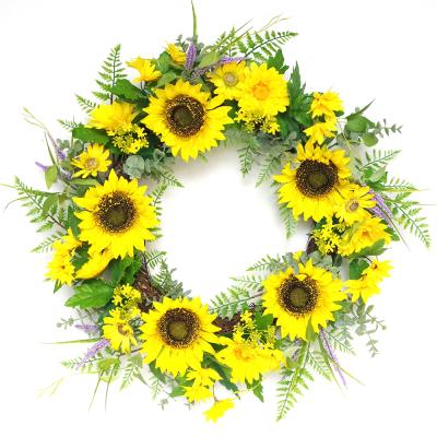 China Outdoor indoor decoration hot sale simulation artificial silk sunflower bouquet home ministry decoration sunflower for sale