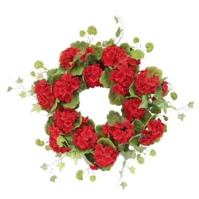 China Country 22 inch Artificial Geranium Garland for Front Door Decoration for sale