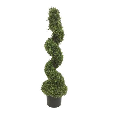 China Country Wholesale Greenery Leaf Plants Boxwood Artificial Spiral Topiary Tree In Pot For Indoor Outdoor Decoration for sale