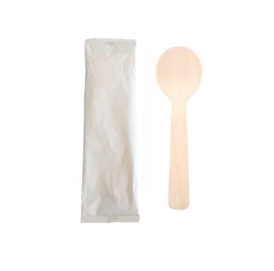 China Party Restaurant Picnic Factory Sale Birch Wooden Ice Cream Spoon Mini Scoop 105mm Disposable Wooden Dessert Spoon for sale