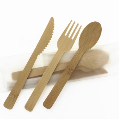 China Party Restaurant Picnic Biodegradable Compostable Wholesale Eco Friendly Disposable Bamboo Fork Spoon Knife Set for sale