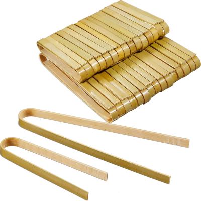 China Sustainable 70 Pieces of Mini Bamboo Tongs 2 Length Disposable Wooden Bamboo Toast Tongs Tongs Baking Cookware Sets for Cooking Toast Bread for sale