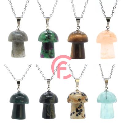 China Wholesale FASHIONABLE natural mushroom stone pendant necklace for women and men crystal quartz gemstone pendant jewelry 20*15mm for sale