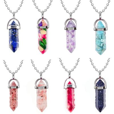 China New CLASSIC Natural Stone Hexagonal Bullet Orgonite Crystal Healing Pendant Necklace for Women and Men for sale