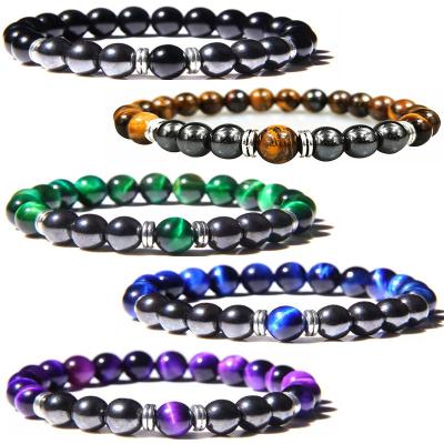 China CLASSIC Natural Gemstones Handmade Magnetic Therapy 8mm Magnet Charm Couple Bracelet Energy Bead Hematite Bracelets For Women Men for sale