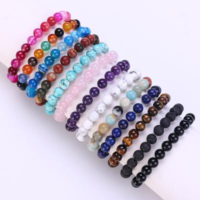 China Wholesale Hot Selling FASHIONABLE Custom 8mm Magnet Charm Beads Stretch Natural Gemstones Lava Bead Bracelet For Couple for sale