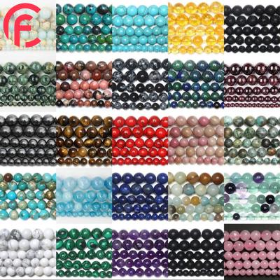 China Wholesale Natural Quartz Stone Round Loose Stone Beads Crystal Healing Gemstone Amethyst Rose Quartz Agate Turquoise Lazulite Loose Beads for sale