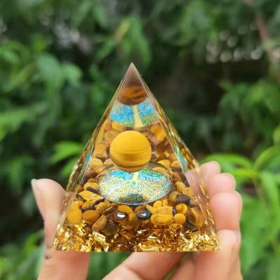 China Crystal+resin Crystal Stone Orgone Pyramid high quality wholesale 5*5*5CM Crystal Healing Pyramid Loose Gemstone Crystal Ball Pyramid for sale