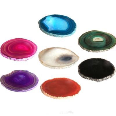 China Natural Stone Agate Slices Gemstone Cup Mat Wind Bell Piece Agate Dish Agate Stone Ornaments for sale